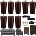 Ruisita 8 Pieces Furniture Couch Legs 4 Inch Round Solid Wood Sofa Legs with M8 T-Nuts Natural Wooden Couch Leg Replacement Leg for Armchair, Cabinet Chair Footstool Mid Century Modern Dresser, Brown
