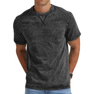 NITAGUT Mens Distressed Cotton Shirts Vintage Hipster Hip Hop Longline Crew Neck T-Shirt, L