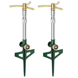 FANHAO 2 Pack Metal Lawn Sprinklers with Adjustable Telescoping Base, 3-Arm Water Sprinkler 360 Degree Rotation High-Rise Sprinkler for Large Area Coverage, Garden Watering Irrigation Sprinkler System