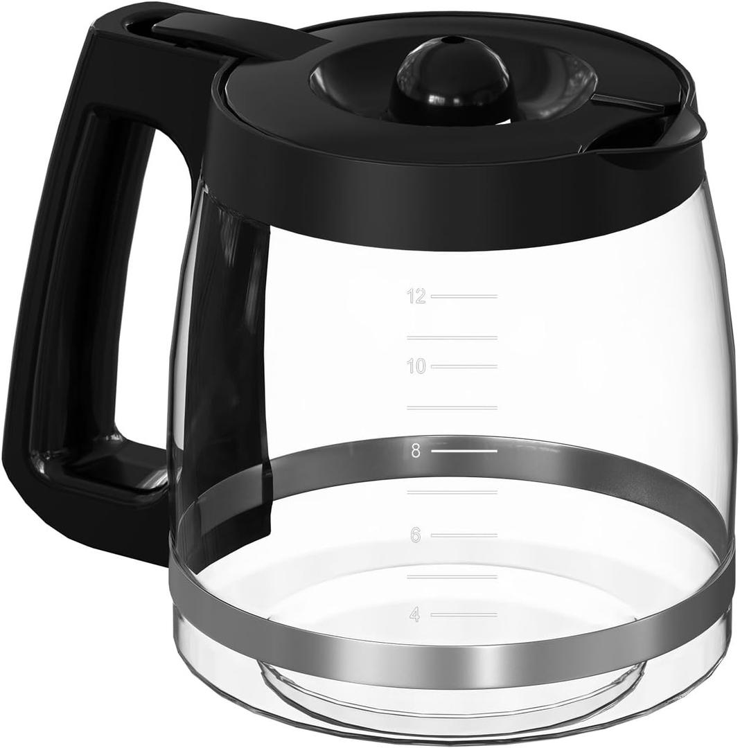 12-Cup Coffee Maker Glass Carafe Replacement Compatible with Hamilton Beach Coffee Maker Models 46310, 49980R, 49976, 49350, 49980A, 49980Z, 49983, 49618, 46300, 49966 1 Pack