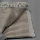 GLORY SEASON Textured Tablecloth Linen-Look Rustic Burlap Style Washable Solid Heavy Weight Lace Trim Rectangle Fabric Table Cloth,Table Cover for Kitchen Dinning Tabletop Decoration55x70 in Beige