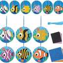 Fullhawl 48  Pcs Ocean Crafts Glitter Mosaic Fish Craft Kit Under The Sea Ocean Animals Crafts Beach Hanging Ornaments for Summer Theme Party Favors Home Classroom Activities