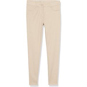 Izod Girls School Uniform Adaptive Chino Pants, Adjustable Waistband & Faux Buttons, Velcro Closure (5, Khaki)