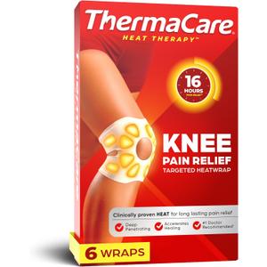 ThermaCare Knee Heat Wraps for Pain Relief, Heating Pads, 6 Count