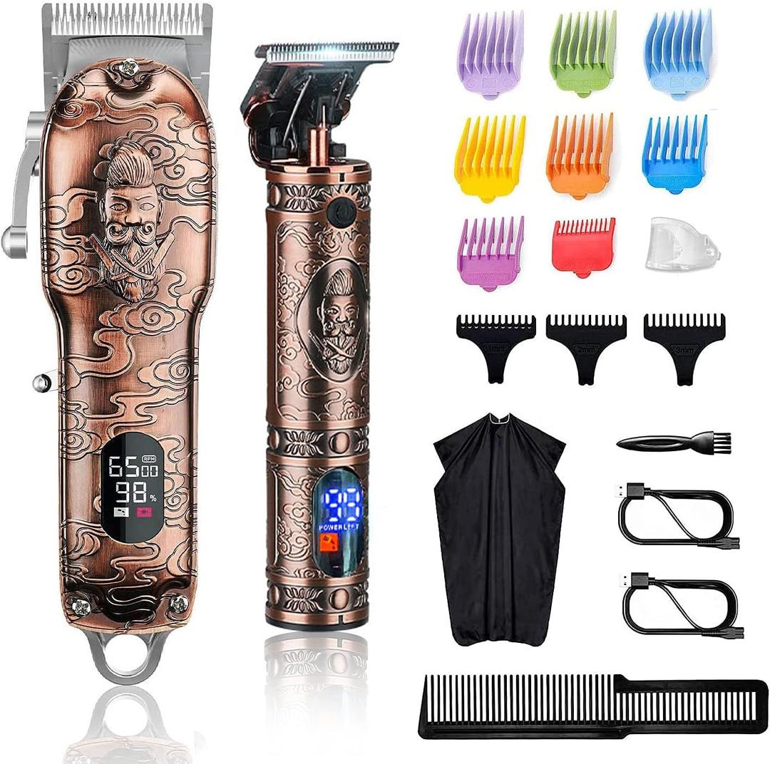 Suttik Hair Clippers and Trimmers Set for Men, Professional Cordless Barber Clippers for Hair Cutting, Beard Trimmer Hair Cutting Kit with T-Blade Close Cutting Trimmer (Rose Gold)