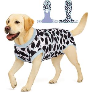 PetWarm Anti-Licking Pet Surgical Recovery Pajamas Suit, Recovery Suit for Female Male Dogs, Dog Onesie After Surgey Spay Neuter, Dog Protective Suit, Leopard Pattern, Green, L (Large (Back:16.1-20.1'', Weight:23-48LB))