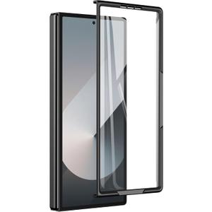 for Samsung Galaxy Z Fold 6 Front Frame with Tempered Glass Screen Protector, Durable Sturdy Cover Compatible with Galaxy Z Fold 6 5G 2024 (Black)