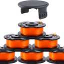 A ANLEOLIFE Single Line Replacement Spool 065'' x 16ft for Greenworks Weed Eater String Trimmers, Auto-Feed, Parts Model # 29252, 29092 (6 Spools & 1 Cap)