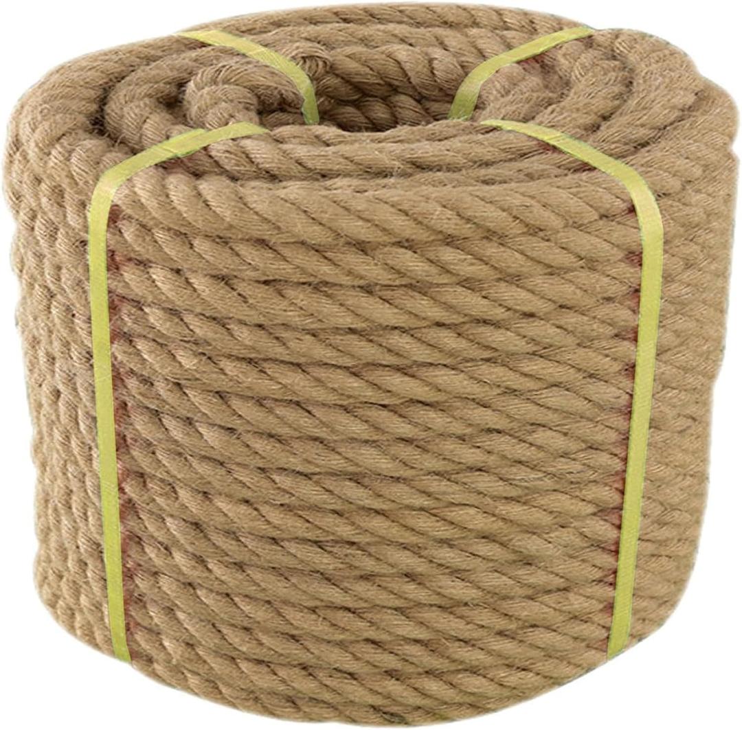 Upgraded Jute Rope1 Inch x 20 FT Natural Jute Rope for Docks,Railing, Climbing, Decorating
