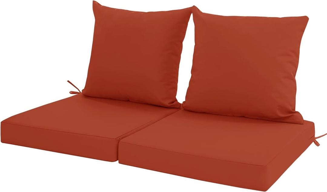 Outdoor Cushions for Patio Furniture, Waterproof Outdoor Chair Cushion w/Fade-Resistant, Removable & Machine-Washable Cover, 22x22 Inch, Deep Seat Sofa/Couch Pad Replacement  Set of 2, Rust