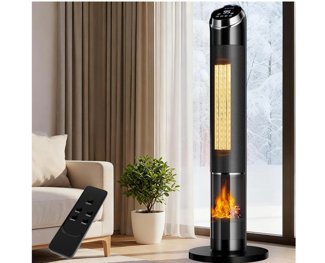 Space Heaters for Large Room, 1500 W Electric Heater with Thermostat, 24H Timer, Indoor Heater with 80°Oscillation, Heaters with Tip-over & Overheat Protection for Indoor Office Use(37IN)