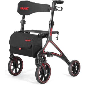 15lbs Carbon Fiber Lightweight Walker with Seat and Cane Holder
300lb Capacity Foldable Rollator Walkers, 10" Big Wheels, 5-Level Height Adjustment, All Terrain, Built-in Cable, Storage Bag