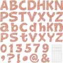 Colarr 216 Pcs Glitter Bulletin Board Letters for Classroom Number Alphabet Punctuation Symbol Cutout 4'' Die-Cut Poster Letter with Adhesive Dot School Party Holiday Decor Display(Rose Gold)