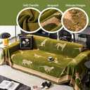 Chenille Sofa Cover with Tassels, Non-Slip Couch Cover for 3/4 Seat Sofas, Washable Furniture Protector for Pets & Kids, Modern Leopard Pattern Chenille Blanket (Green, 71"x165")