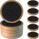 Wood Coasters for Drinks, Minacun Absorbent Coaster Sets of 5, Drinks Coasters for Coffee Tabletop Protection, Non-Slip, Non-Stick, Suitable for Kinds of Cups Wooden Table Drink, 4.3 Inches Black