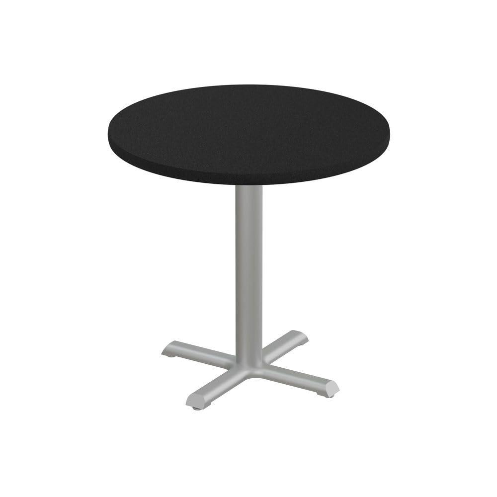 Correll 30" Round Black Granite Cafe Table, HPL Steel Base