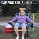 KingCamp Oversized XL Camping Chair, Heavy Duty 500lbs Folding Couch | Padded Large Comfortable Sofa Seat with Cooler Bag Cup Holder for Adults Outdoor Sports Fishing Patio Lawn, Blue/Grey