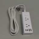 One Beat 10Ft Extension Cord with Multiple Outlets,Flat Plug Power Strip Surge Protector with 10 Ft Long Cord,6 Outlet 4 USB Ports (2USB C),Multi Outlet Wall Plug for Travel,College,Dorm Essentials (White)