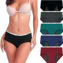 Nalwort Womens Period Underwear Menstrual Period Panties Cotton Leakproof Postpartum Protective Briefs 5 pack
