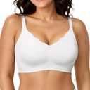 OEAK Womens Wireless Jelly Bras Push Up Bralette Full Coverage No Underwire Bra Comfortable Everyday Seamless Tshirt Bras (Large, White)