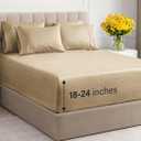 Extra Deep Queen Sheet Set - 6 Piece Breathable and Cooling Sheets - Hotel Luxury Bed Sheets Set - Easy Fit - Soft, Wrinkle Free and Comfy Sheets Set - Heathered Tan Sheet Set with Extra Deep Pockets