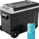 EUHOMY 12 Volt Refrigerator, 53QT(50L) Electric Cooler, Portable Freezer 12V/24V DC 110-240V AC, 12V Fridge -4~68, 12V Cooler with Wheels & 2 Baskets for Travel, Truck, Boat, Camping