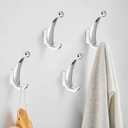 4 Pack Bathroom Towel Hooks, Screw in Metal Robe & Coat Hooks for Wall(Chrome)