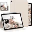 Folio Case for iPad Air 11 inch M2/M3 (2024/2025), iPad Air 5th/4th Generation (2022/2020) 10.9 Inch with Detachable Clear Back Shell, 2nd Gen Pencil Charging, Auto Sleep/Wake (White Cream)