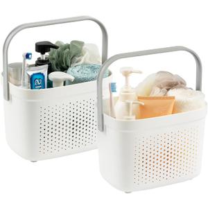 LEVERLOC Portable Shower Caddy Basket, 1 Pack Plastic Cleaning Caddy Organizer Storage Tote with Handle for Bathroom Kitchen College Dorm Room Bedroom,Grey