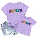 Mommy and Me Easter Outfits Mama and Me Bunny Matching Shirts Cute Peeps Graphic Tee Matching Family Easter Outfits Purple