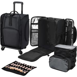 Stagiant Rolling Makeup Case Professional Travel Makeup Organizer Make up Storage Cosmetic Trolley Suitcase Makeup Storage