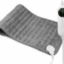 Heating Pad, Electric Heating Pad 24"X12" for Back Neck Shoulder Belly Heating Technology, Ultra-Soft Moist & Dry Therapy Heat Pad with 10 Temperature Settings 3 Timer, Automatic Switch-Off, Grey