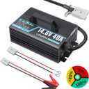 12V 40A Lithium Battery Charger 14.6V LiFePO4 Battery Charger for 12.8V LiFePO4 Lithium Deep Cycle Rechargeable Batteries 0V Wake Up 12 Volt Charger with 2 Connectors for RV, Boat, Car, Marine, Solar