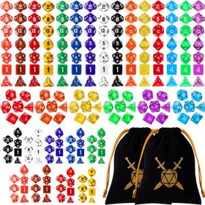 Yilloog 105 Pcs Compatible with Dice Sets Bulk Polyhedral Dice with Drawstring Bag Multi Role Playing Table Game D4 D6 D8 D10 D% D12 D20(Assorted Style)