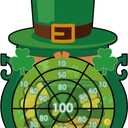 Seenelling St Patricks Day Games Set Large 23.6 x 31.5in Dart Board Games with 6 Sticky Balls Irish Party for Adults St' Patricks Day Party Throwing Indoor Outdoor Yard Toss(Green Top Hat)