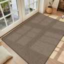 LEKEEPGO Ultra Thin Indoor Door Mat 36"x59", Low-Profile Door Mat Indoor Entrance, Non Slip Rubber Backing Inside Doormat Washable Welcome Front Entryway Dirt Trapper Entry Mat, Brown