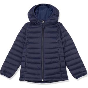 Amazon Essentials Girls and Toddlers' Lightweight Water-Resistant Packable Hooded Puffer Jacket (XX-Large, Navy)