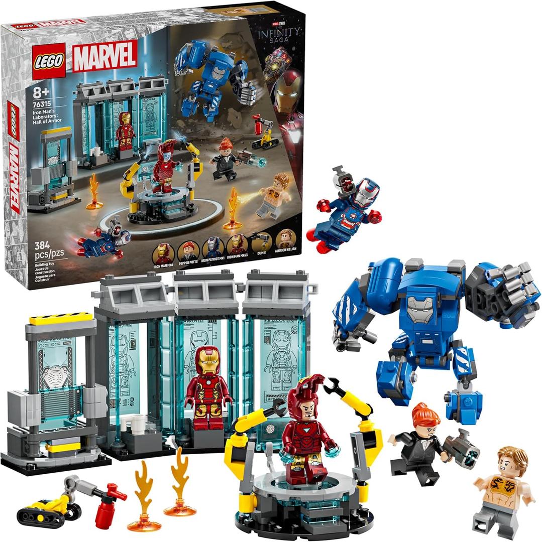 LEGO Marvel Iron Mans Laboratory: Hall of Armor Building Toy - Marvel Superhero Toy for Kids, Boys and Girls, Ages 8+ - with Minifigures and a Mech - Gift Idea for Birthdays - 76315