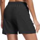TACVASEN Women's 5" Hiking Cargo Shorts Lightweight UPF 50+ Quick Dry Athletic Shorts with Pockets Golf Outdoor Summer (Black, XXL)