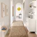 Ophanie Runner Rug for Hallway, 2x6 Upgrade Non-Slip Fluffy Soft Bedside Rugs, Bedroom Living Room Beige Shaggy Carpet for Kids Girls Boys Dorm Nursery Home Decor Aesthetic