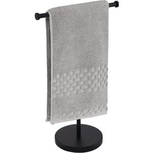 KES Black Towel Rack, Tall Hand Towel Stand 16.5" Fit Standard Hand Towels, T-Shape Standing Hand Holder Countertop Weighted Base, SUS304 Stainless Steel Matte Black, BTH208S14B-BK
