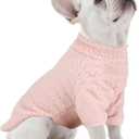 Turtleneck Dog Sweater, Thermal Dog Sweatshirt with Pocket Winter Pet Clothes Small Pet Outfits Soft Puppy Pullover (Pink+Purple, Medium)
