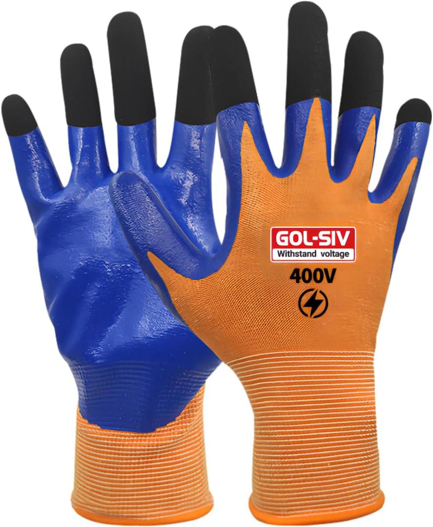 400V Electrical Glove For Men XL - Arc Resistant,Flame Retardant,Low Voltage Insulated Gloves,Safety Electrician Gloves,Rubber Non Slip (Extra Large)
