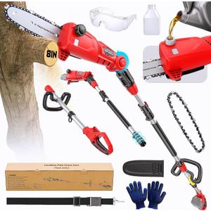 Ecarke Electric Pole Saw Compatible with Milwaukee 18V, 8 Inch Tree Trimmer Cutter, 16FT Max Total Reach, Cordless Chainsaw, 26ft/s Cutting Speed Pruner for Tree Trimming, Branch Pruning (Tool Only)