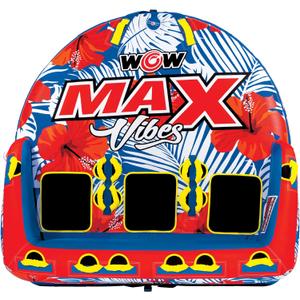 WOW Sports - Max Vibes Inflatable Towable Tube - 1-3 Rider - Perfect for Kids & Adults - Soft Top Deck Tube - Boating Accessory