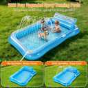 Inflatable Tanning Pool Lounger Float with Sprinkler, Pool Float Adult with Pillow & Cup Holder, Sunbathing Blow Up Tanning Bed, Suntan Tub Raft Floatie for Backyard Summer Water Party Extra-Large