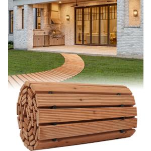 VEVOR Wooden Garden Pathway, Roll Out Cedar Outdoor Walkway 8 ft x 17 in, Non-Slip Curved Garden Walkway, Beach Wood Road Floor,Decorative Lawn Paver for Backyard Boardwalk Wedding Party