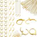 180Pcs No Tarnish Leverback Hooks for Earring Making, stino Hypoallergenic Stainless Steel Jewerly Findings Supplies, Gold & Silver Kit(Gold)