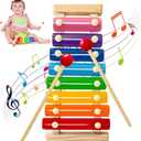 Wooden Xylophone for Kids,Toddler Xylophone Toy with 2 Child Safe Mallets,8 Diatonic Keys Musical Instruments for Preschoolers Educational Toys,Gifts