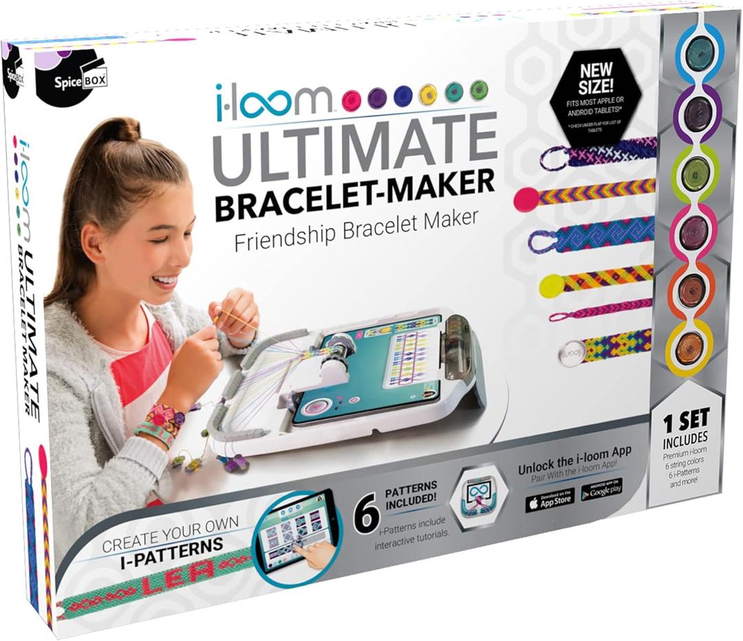 SpiceBox: i-Loom Bracelet Maker, the Ultimate Art and Craft Kit for Creating Beautiful Friendship Bracelets, 12 Different Patterns Included, For Ages 8 and up